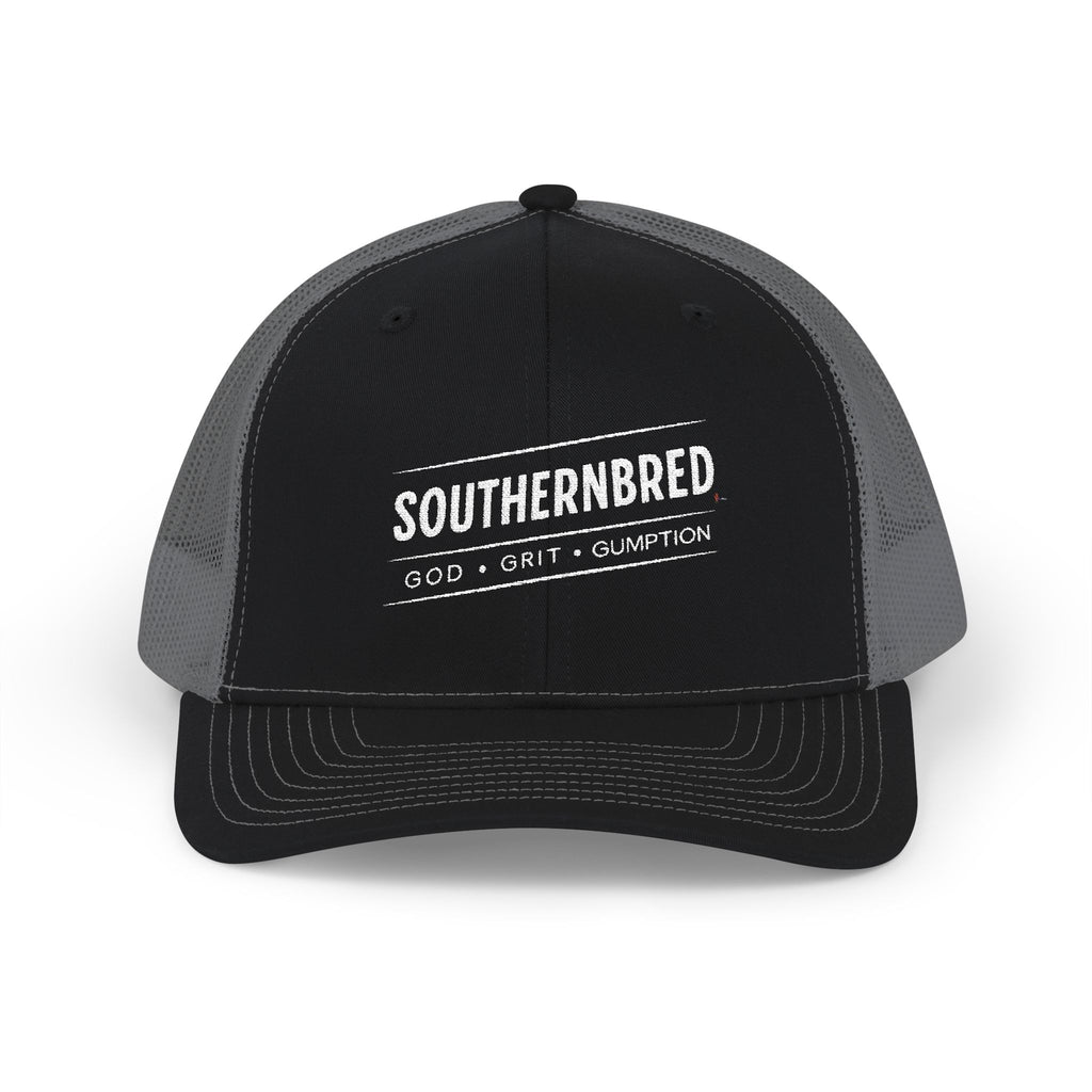Southernbred God, Grit, & Gumption Embroidered Trucker Snapback Mesh Cap