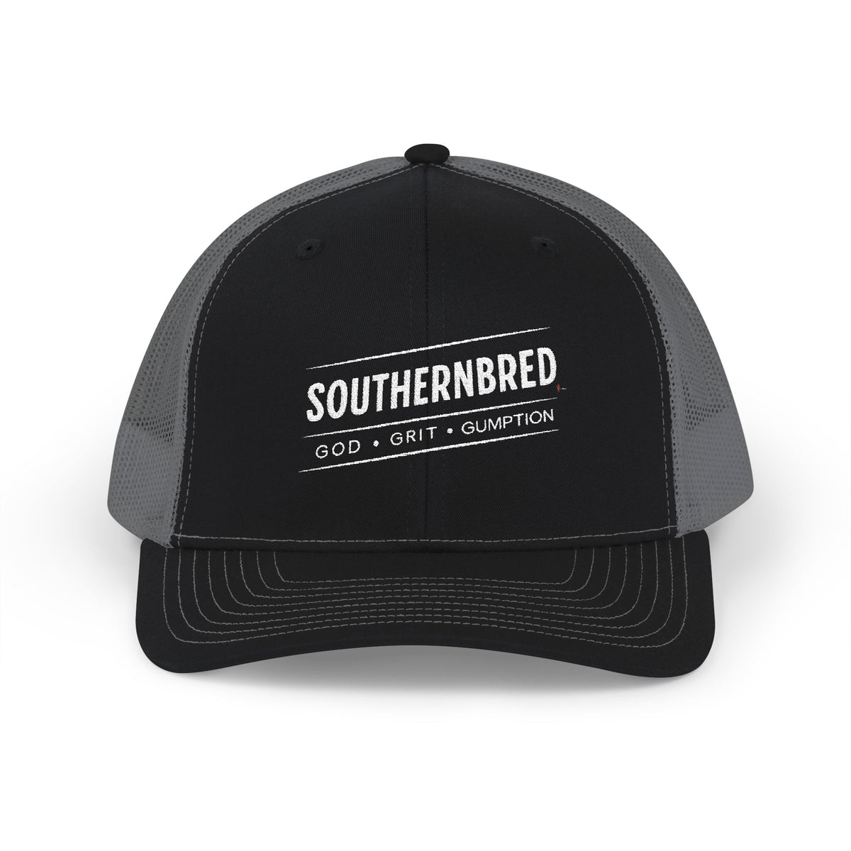 Southernbred God, Grit, & Gumption Embroidered Trucker Snapback Mesh Cap