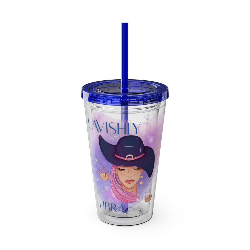 Lavishly Libra Zodiac Sunsplash 16oz Tumbler with Straw
