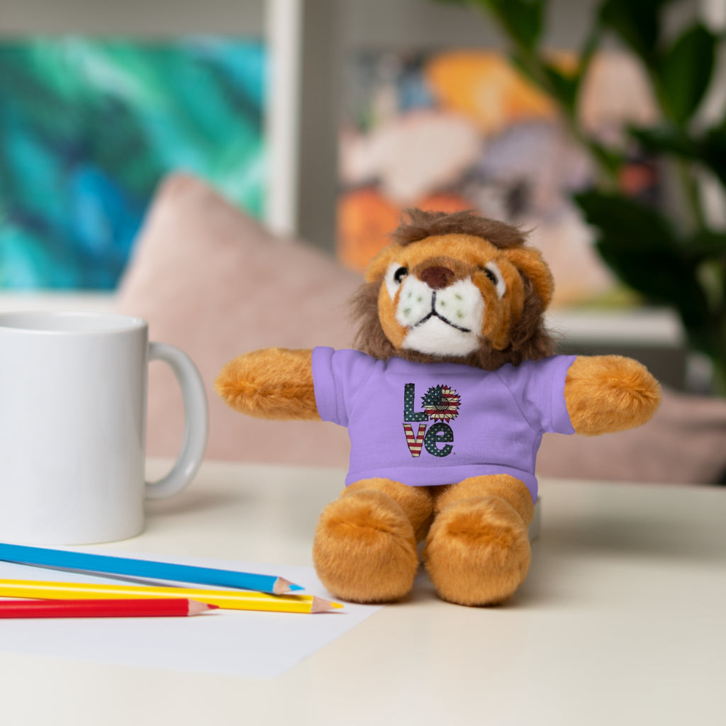 Patriotic 'LOVE' Plush Bear with Tee — Cute Stuffed Animal Gift