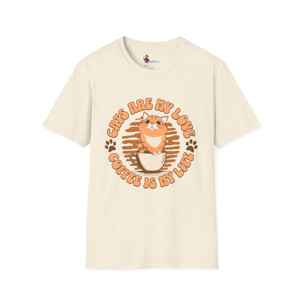 Cats Are My Love, Coffee Is My Life T-Shirt — Cute Orange Cat Coffee Tee
