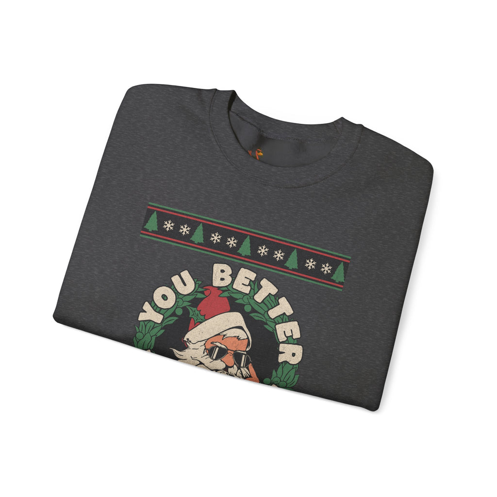 'You Better Watch Out' Santa Christmas Sweater Design