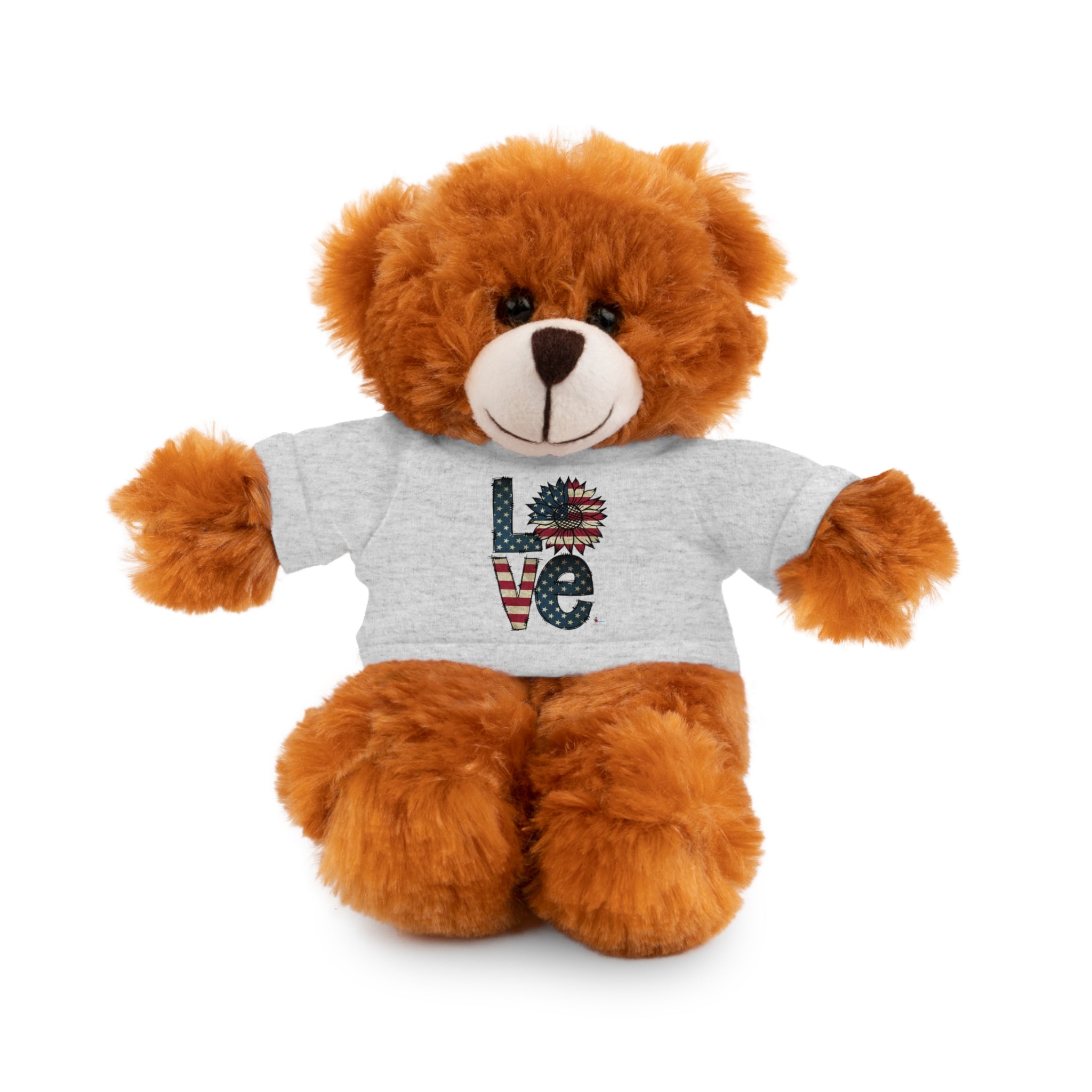 Patriotic 'LOVE' Plush Bear with Tee — Cute Stuffed Animal Gift