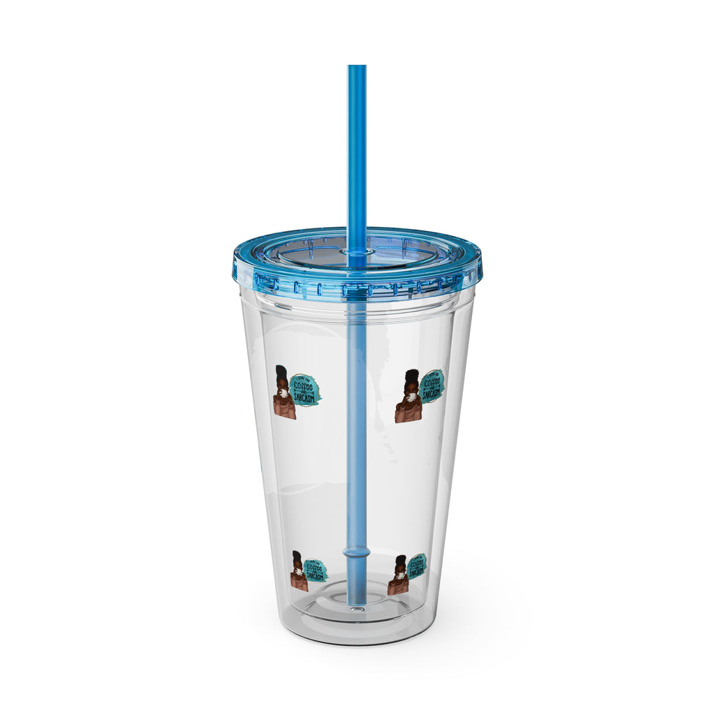 Melanin Magic I Run On Coffee and Sarcasm Sunsplash Tumbler 16oz
