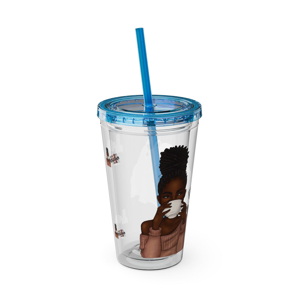 Melanin Magic Feeling Kinda IDGAF-ish Today Sunsplash Tumbler with Straw 16oz
