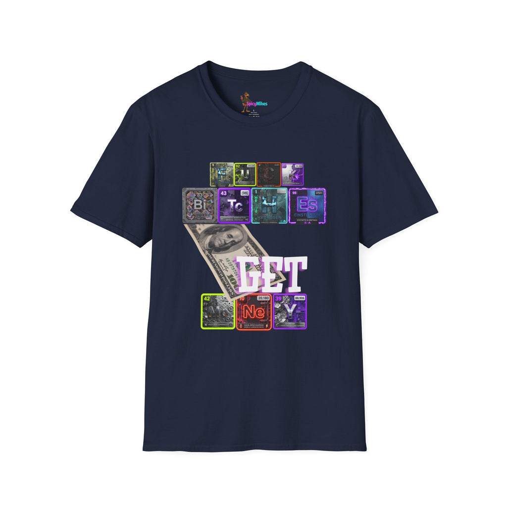 Get Money 100 dollar bill Tee — Retro Neon Periodic Table Design