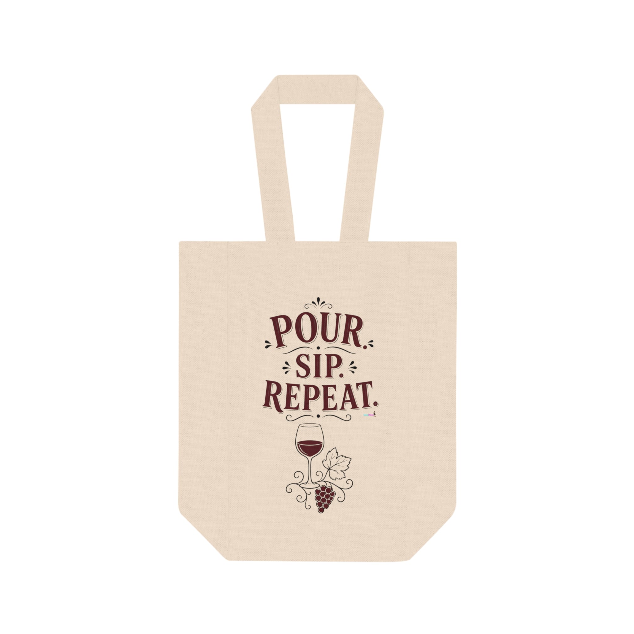 'Pour Sip Repeat' Double Bottle Carrier Wine Tote —