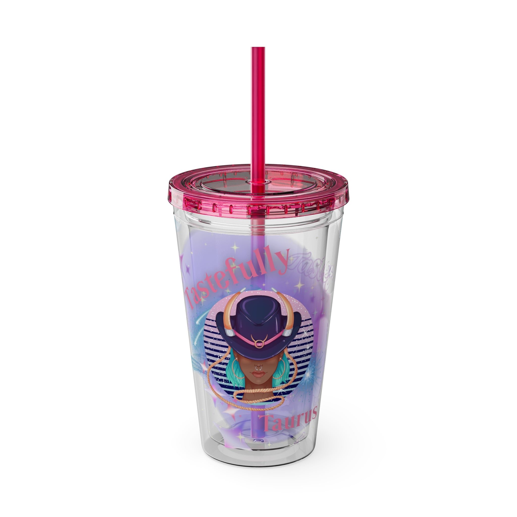Tastefully Taurus Sunsplash Tumbler with Straw 16oz