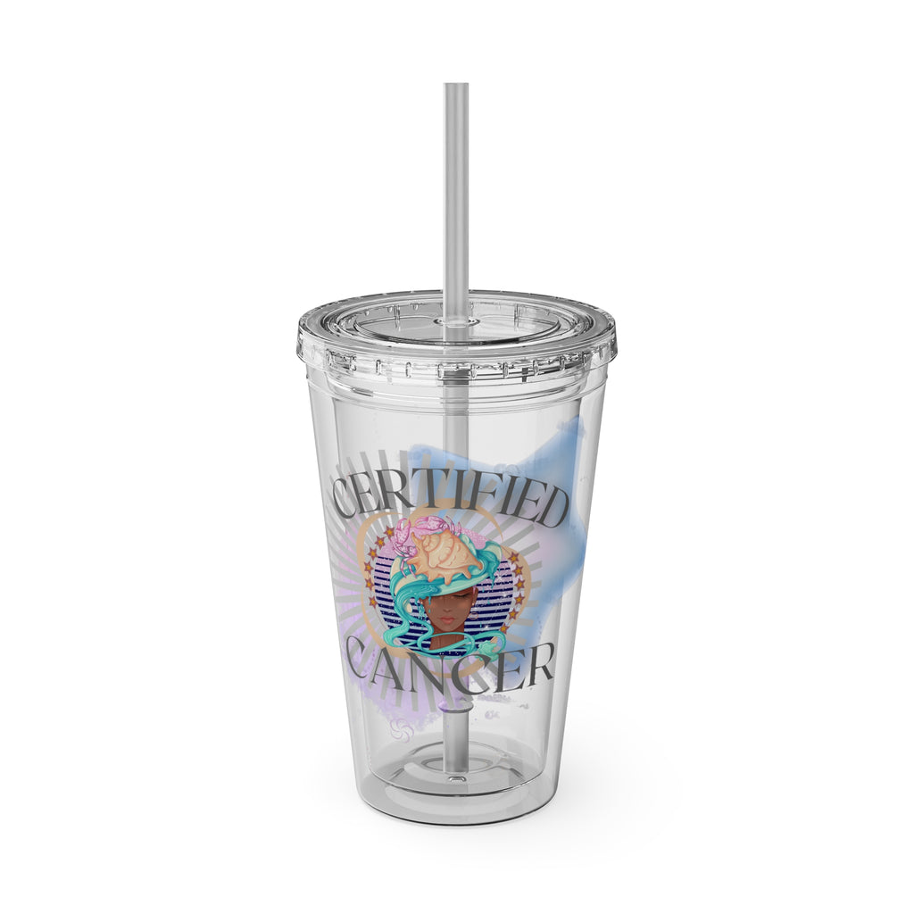 Certified Cancer Zodiac Sunsplash Tumblers with Straw 16oz