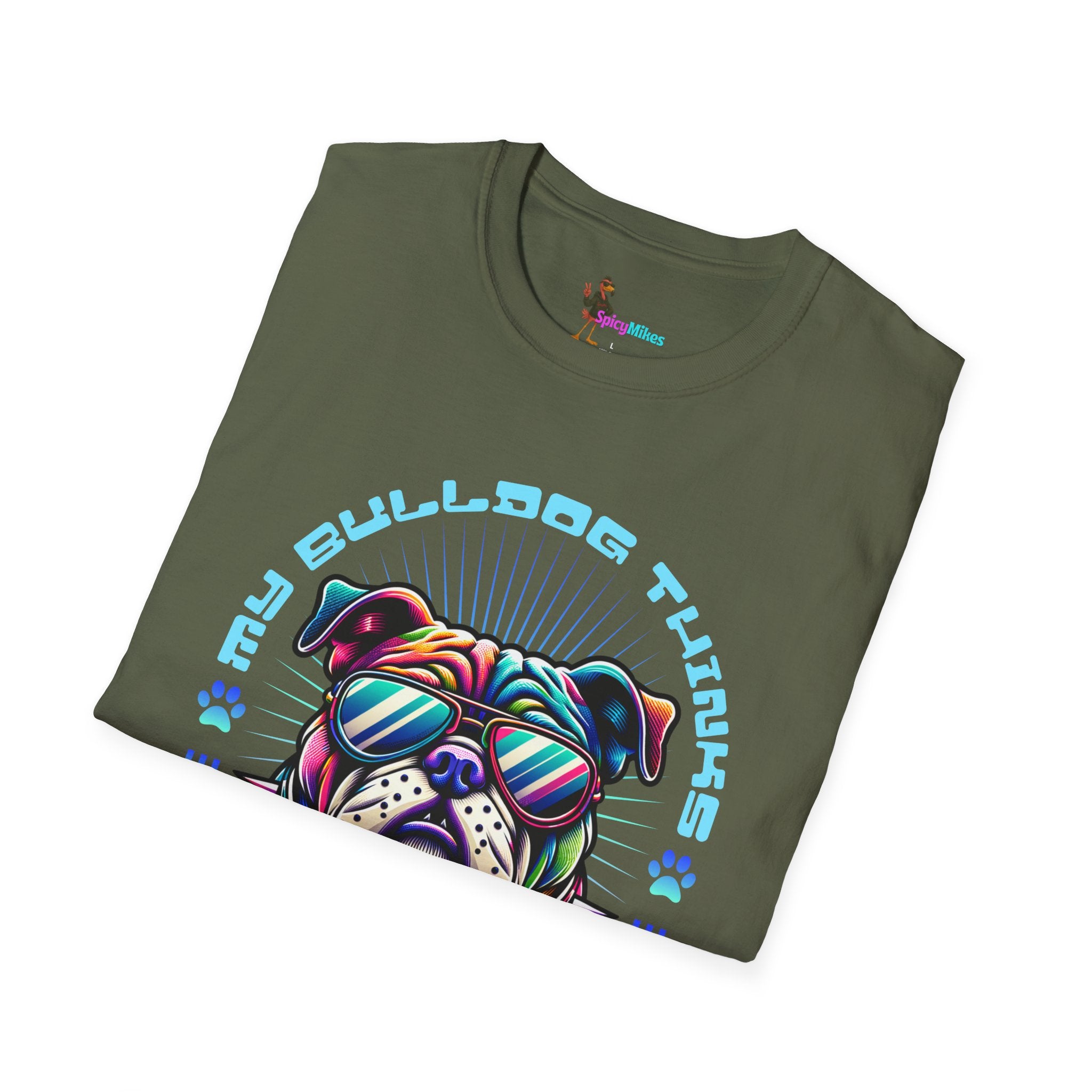 "My Bulldog Thinks I'm Cool"  Vintage Neon T-Shirt