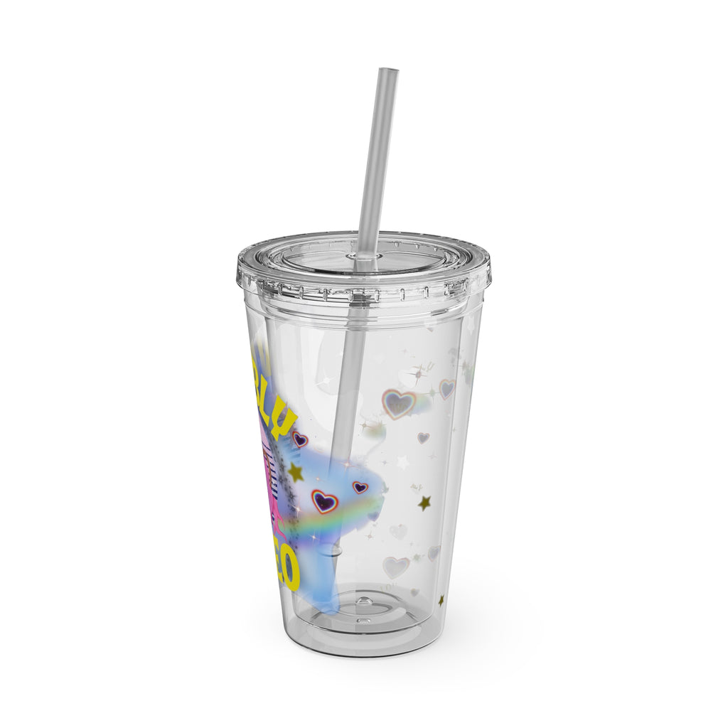 Lovably Leo Zodiac Sunsplash Tumbler with Straw 16oz