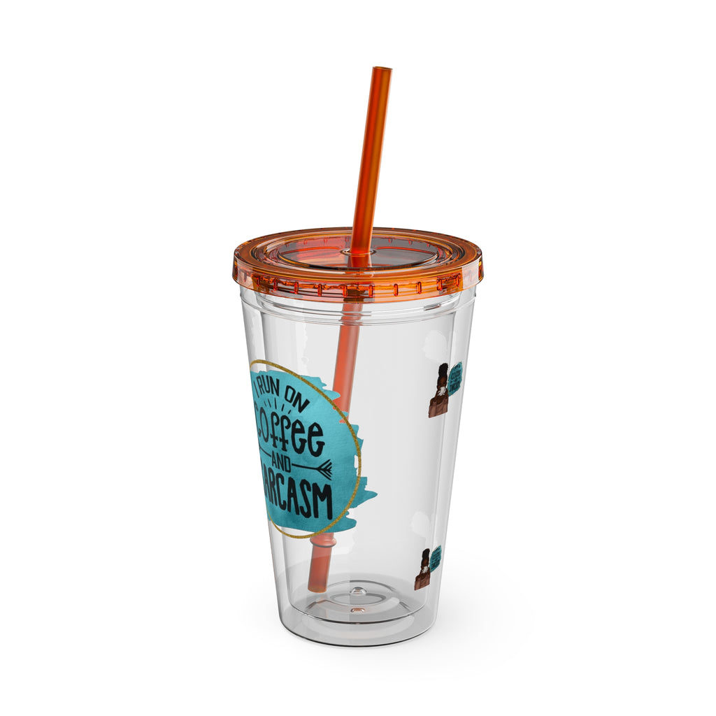 Melanin Magic I Run On Coffee and Sarcasm Sunsplash Tumbler 16oz