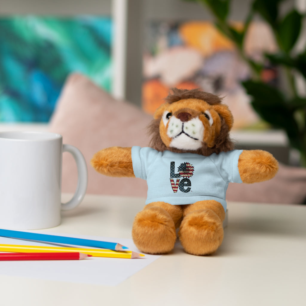 Patriotic 'LOVE' Plush Bear with Tee — Cute Stuffed Animal Gift