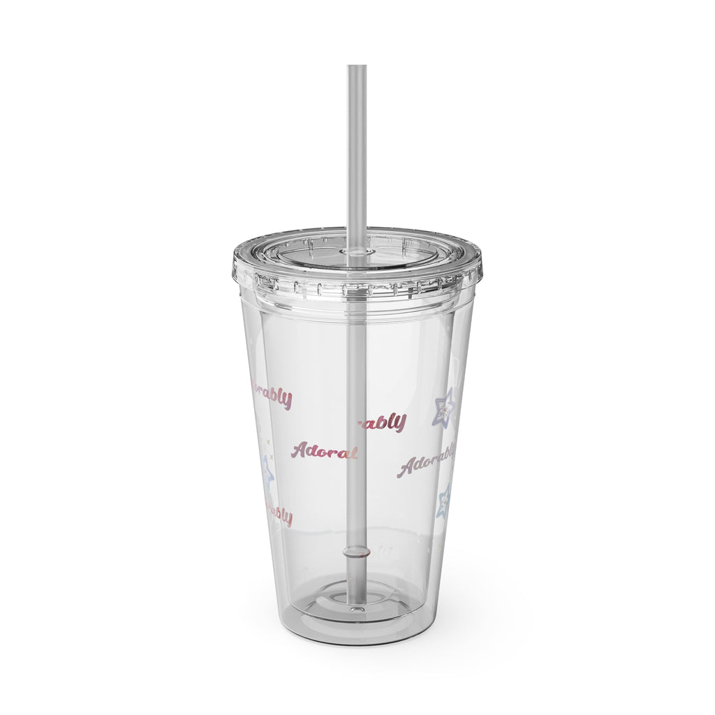 Adorably Aries Zodiac Sunsplash Tumbler with Straw, 16oz,
