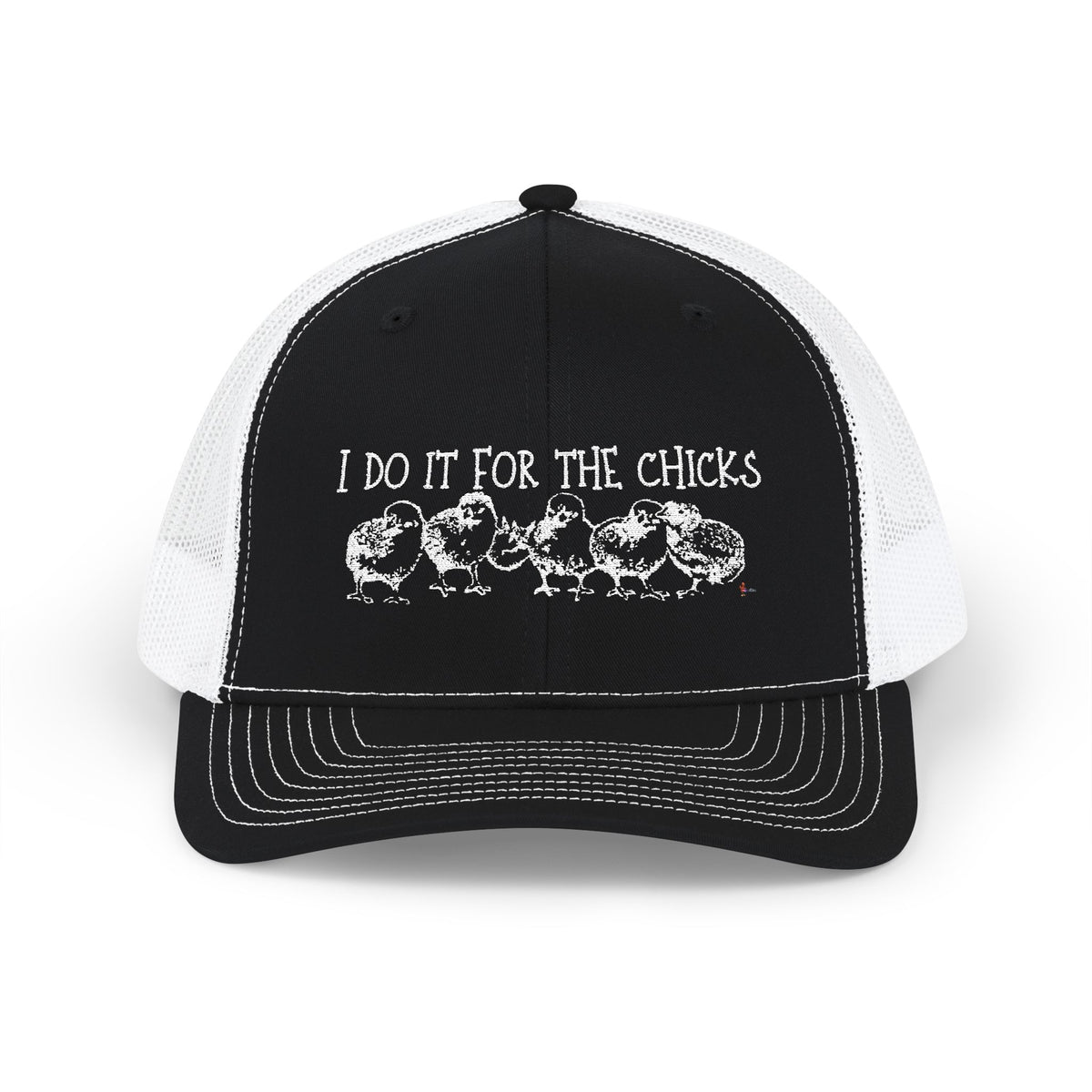"I Do It For The Chicks" Embroidered Mesh Snapback Trucker Cap