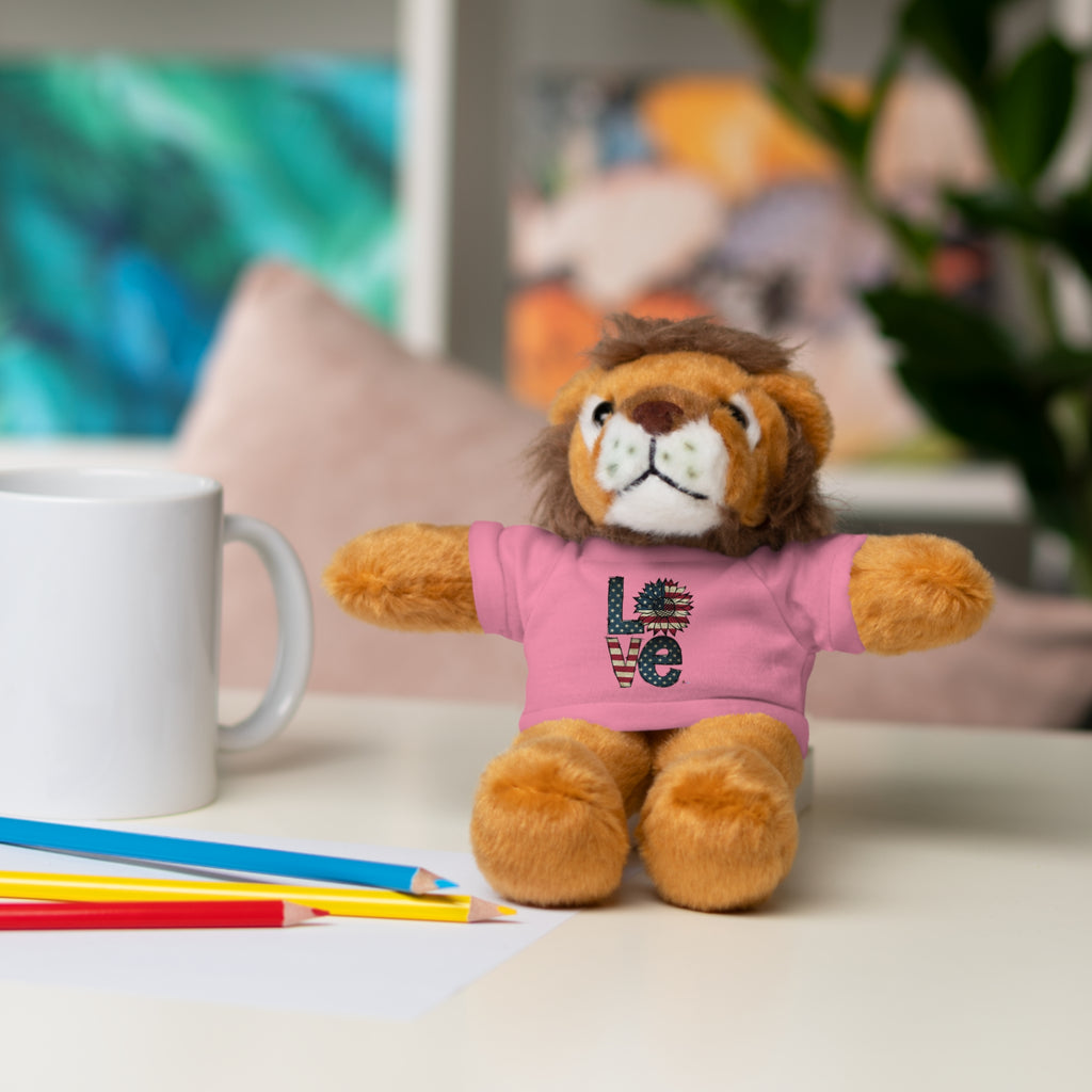 Patriotic 'LOVE' Plush Bear with Tee — Cute Stuffed Animal Gift