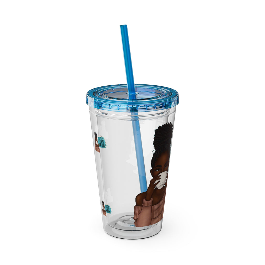 Melanin Magic I Run On Coffee and Sarcasm Sunsplash Tumbler 16oz