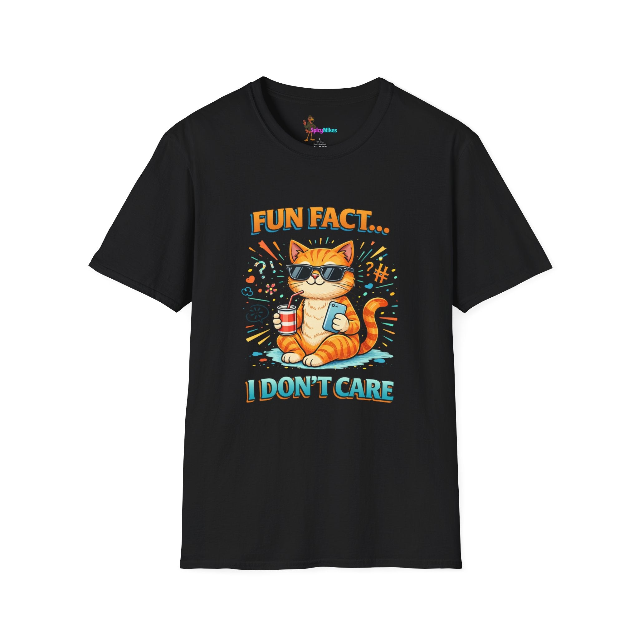 Fun Fact I Don't Care Cat T-Shirt Graphic Tee