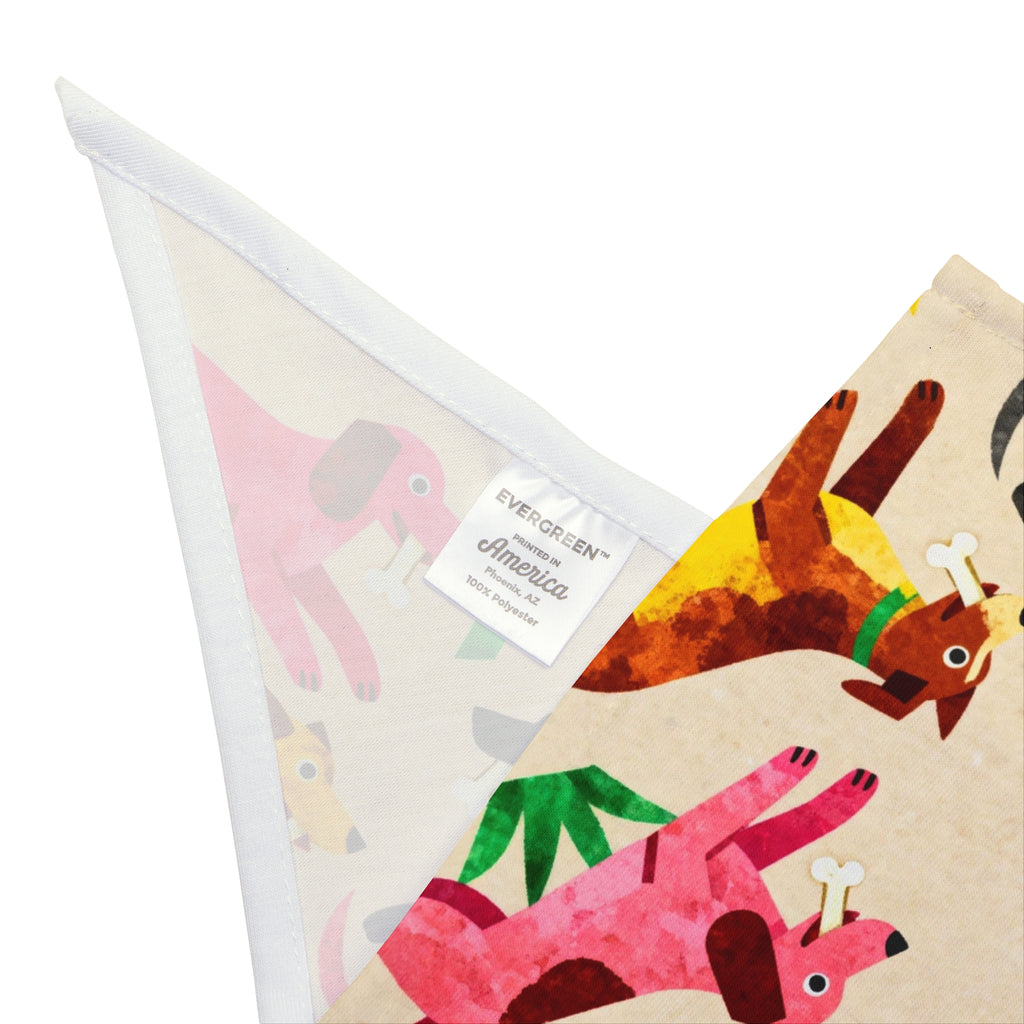 Long Dog In The Grass Patterned Pet Bandana — Colorful Running Dogs Print for Small & Large Pets