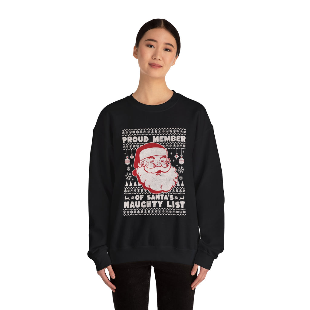 “Proud Member of Santa’s Naughty List” Vintage Santa Ugly Sweater