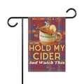 “Home of Hold My Cider and Watch This” Red/Blue Plaid Personalized Welcome Banner Fall Cider Garden Flag –