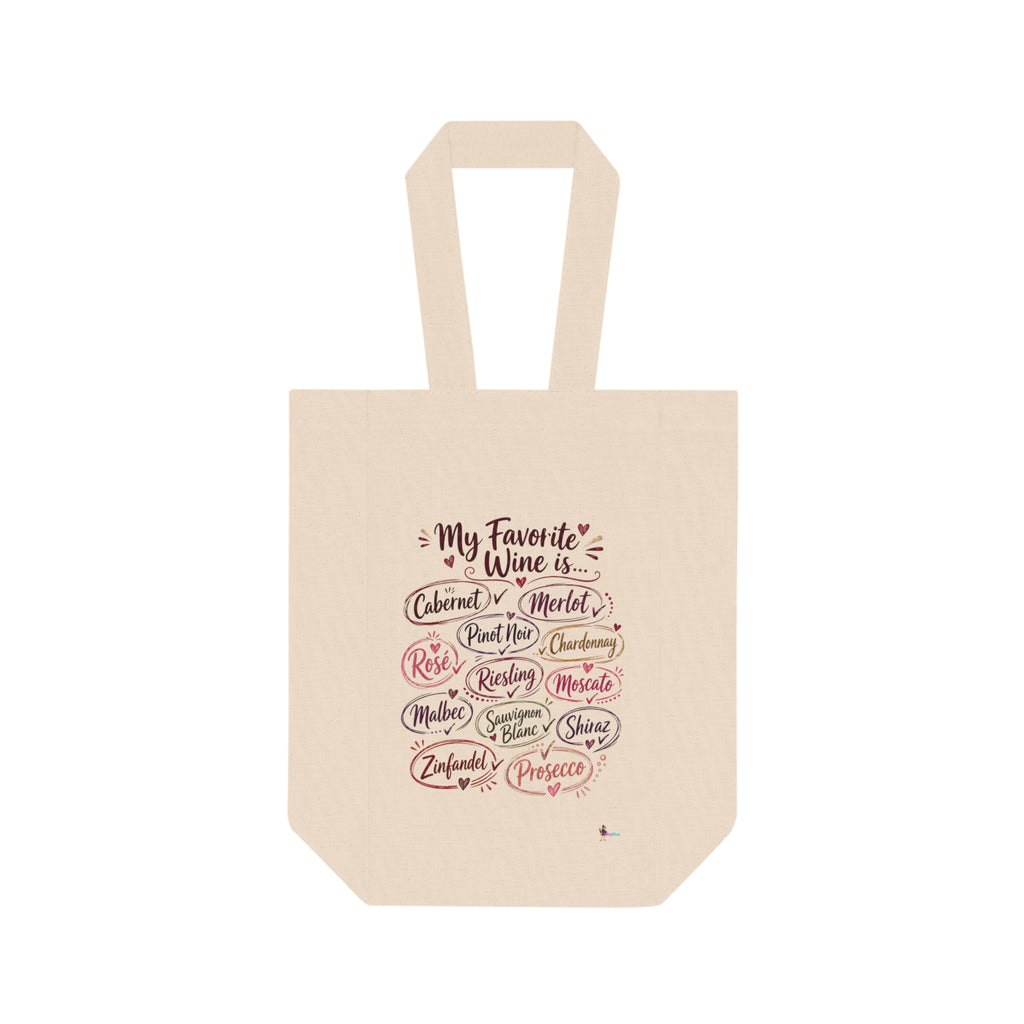 "My Favorite Wine Is" Two-Bottle Canvas Wine Carrier Double Wine Tote Bag –