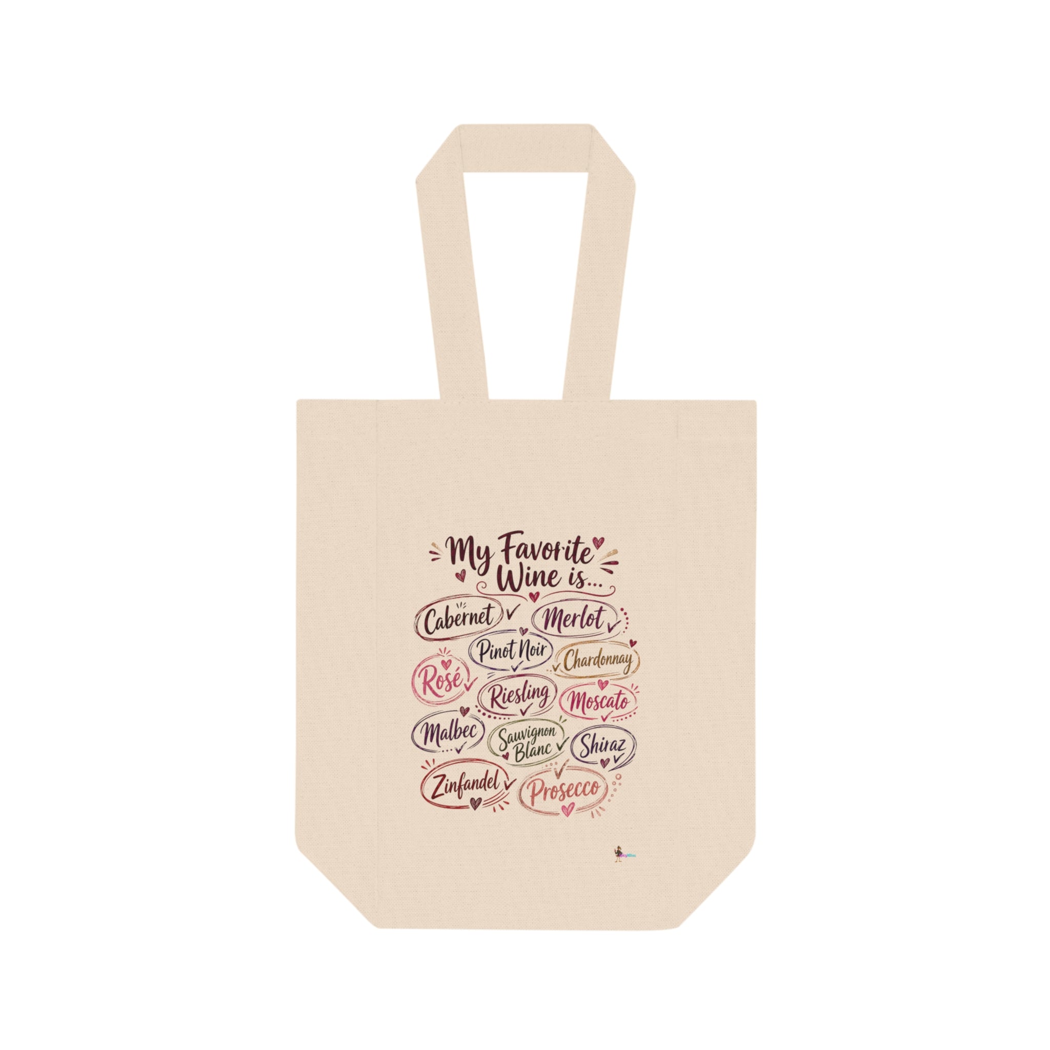 "My Favorite Wine Is" Two-Bottle Canvas Wine Carrier Double Wine Tote Bag –