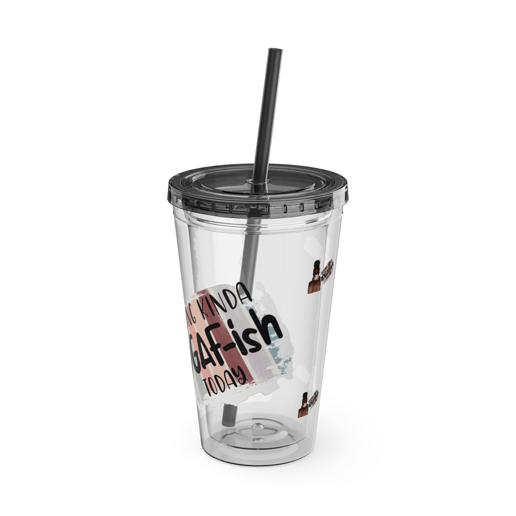 Melanin Magic Feeling Kinda IDGAF-ish Today Sunsplash Tumbler with Straw 16oz
