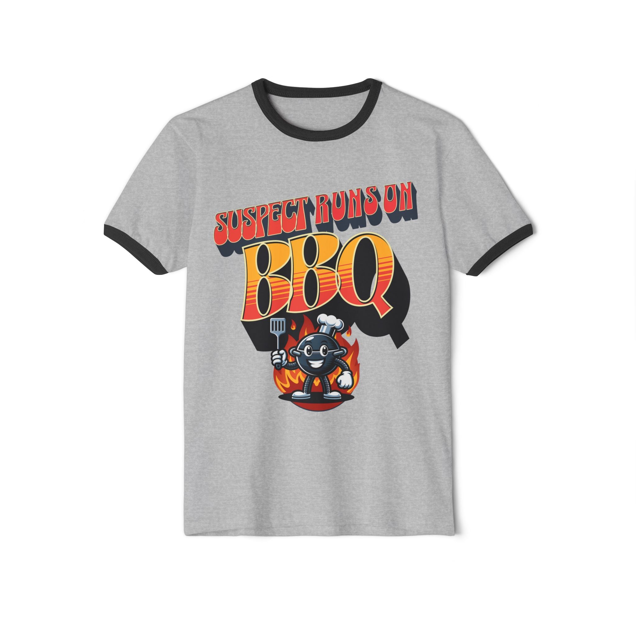 Suspect Runs On BBQ Ringer T-Shirt Graphic Tee