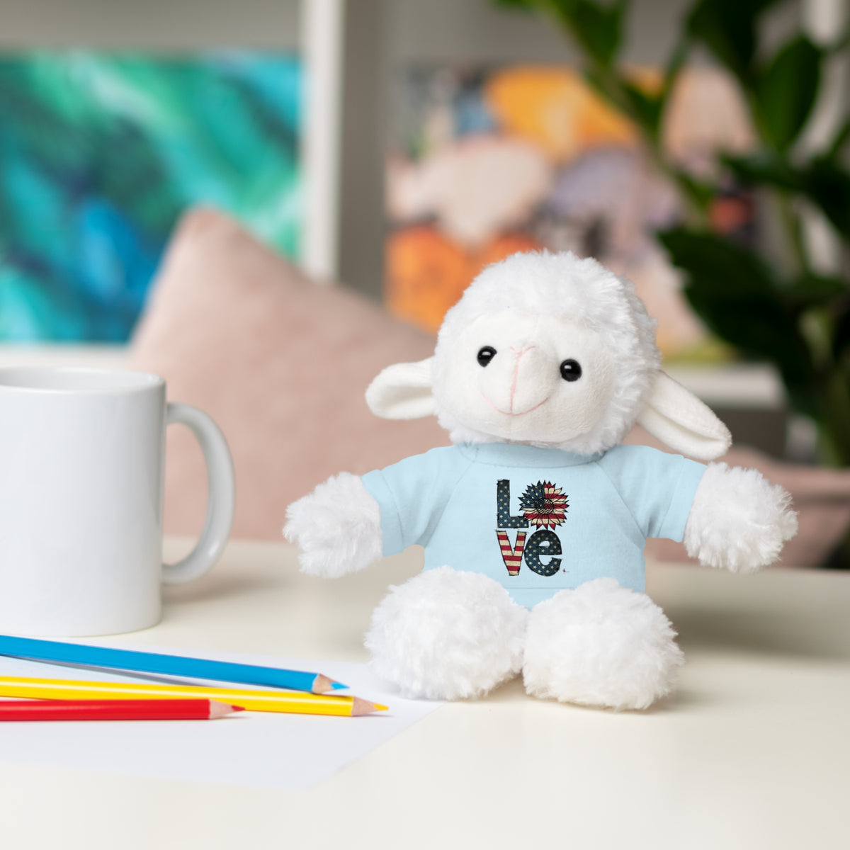 Patriotic 'LOVE' Plush Bear with Tee — Cute Stuffed Animal Gift