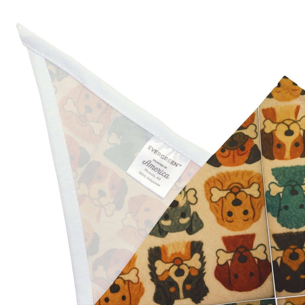 Retro Dog Faces Pet Tie Bandana | Cute Puppy Pattern Neck Scarf