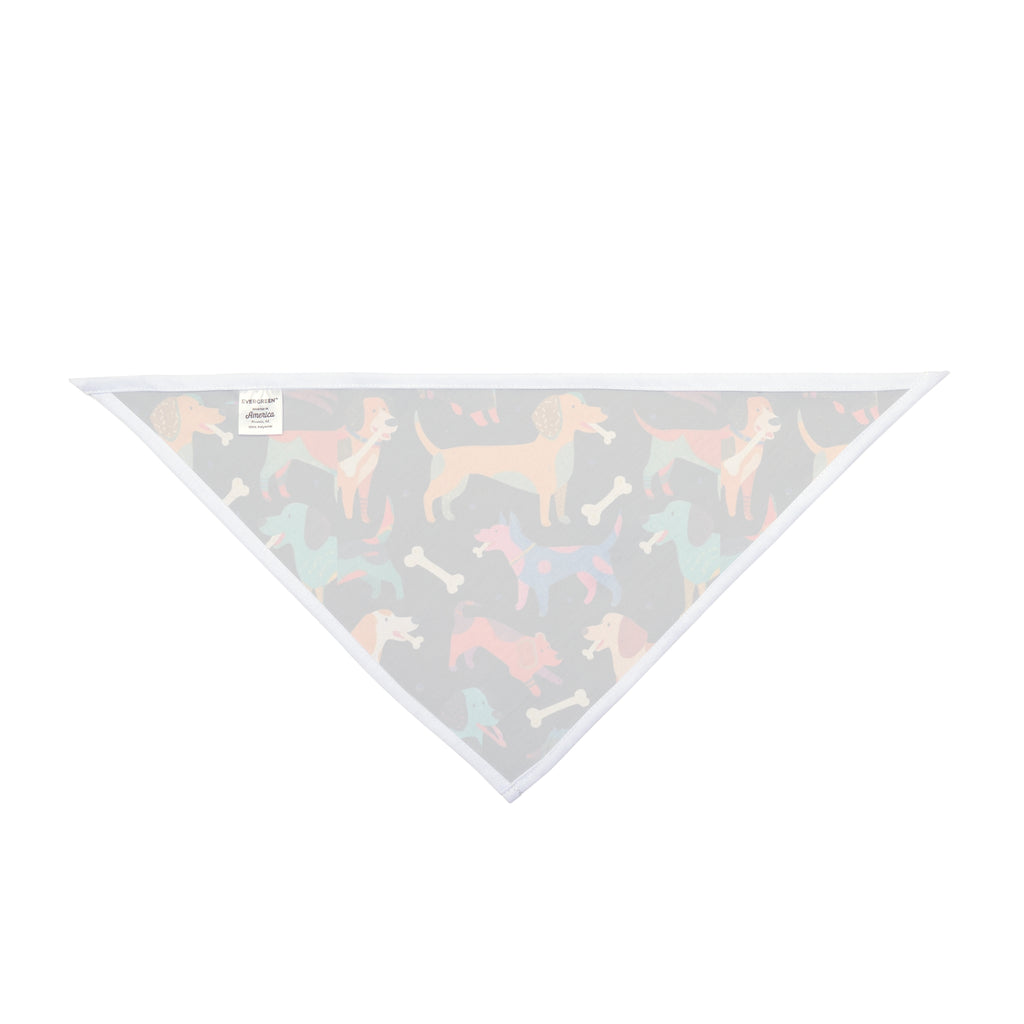 Deco Black Playful Dog Patterned Pet Bandana — Colorful Dogs & Bones Accessory for Small to Large Pets