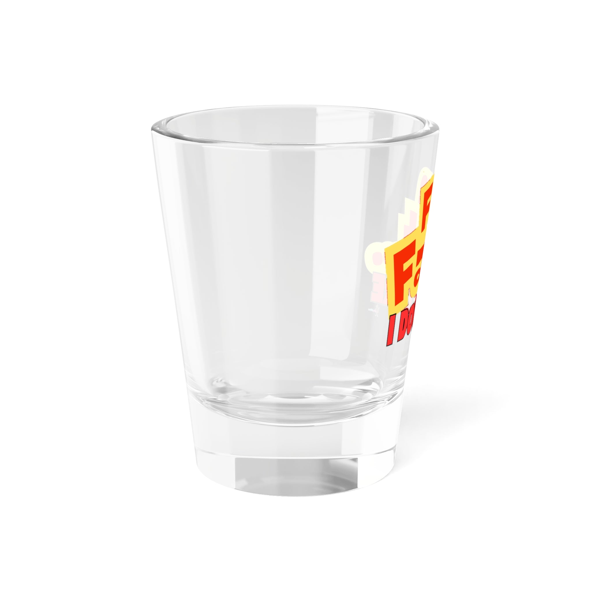 "Fun Fact... I Don't Care" Bold Red/Yellow Retro Bar Glass for Parties & Gag Gifts Shot Glass —