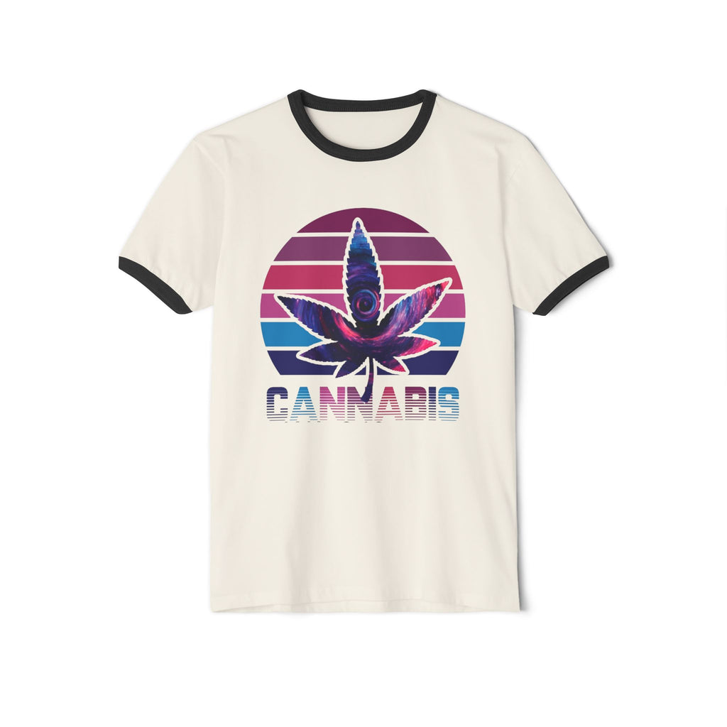 Cannabis Retro Leaf Ringer T-Shirt