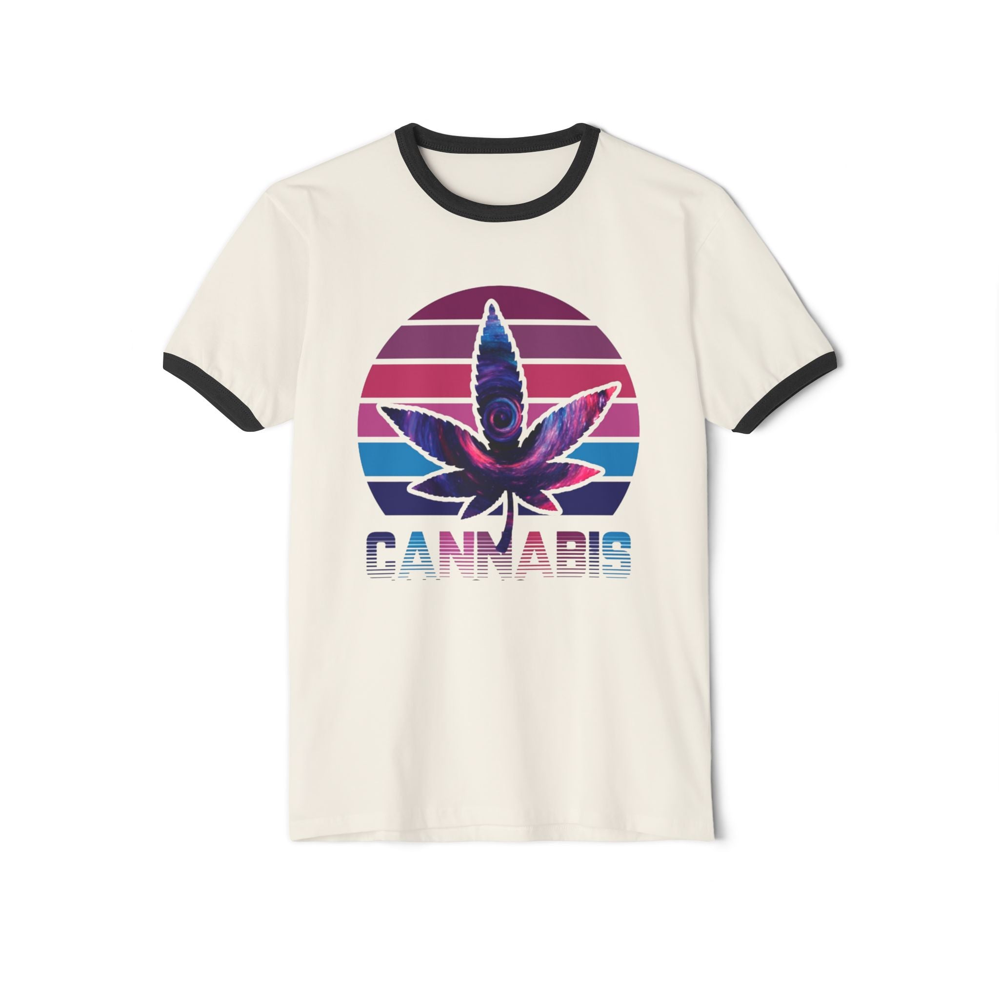 Cannabis Retro Leaf Ringer T-Shirt