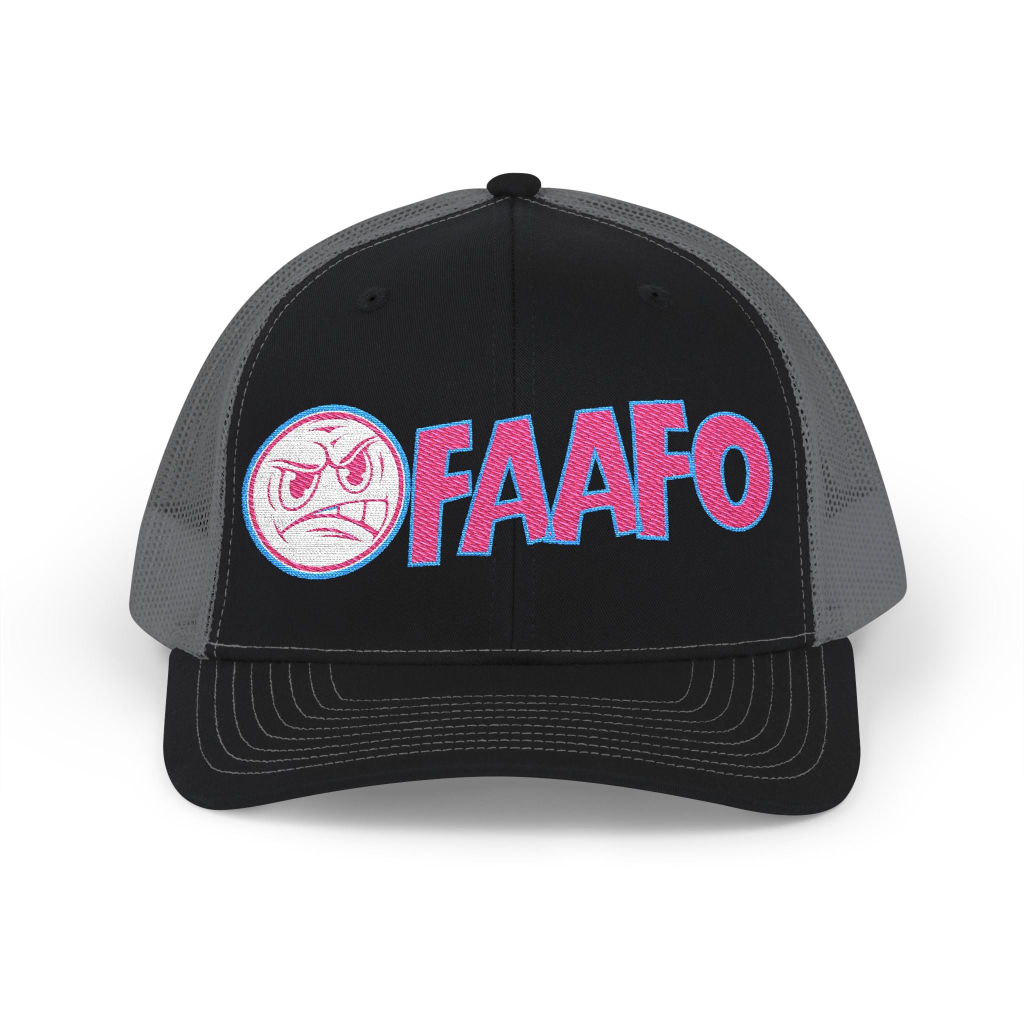 Mean Face FAAF0 Embroidered Snapback Trucker Cap