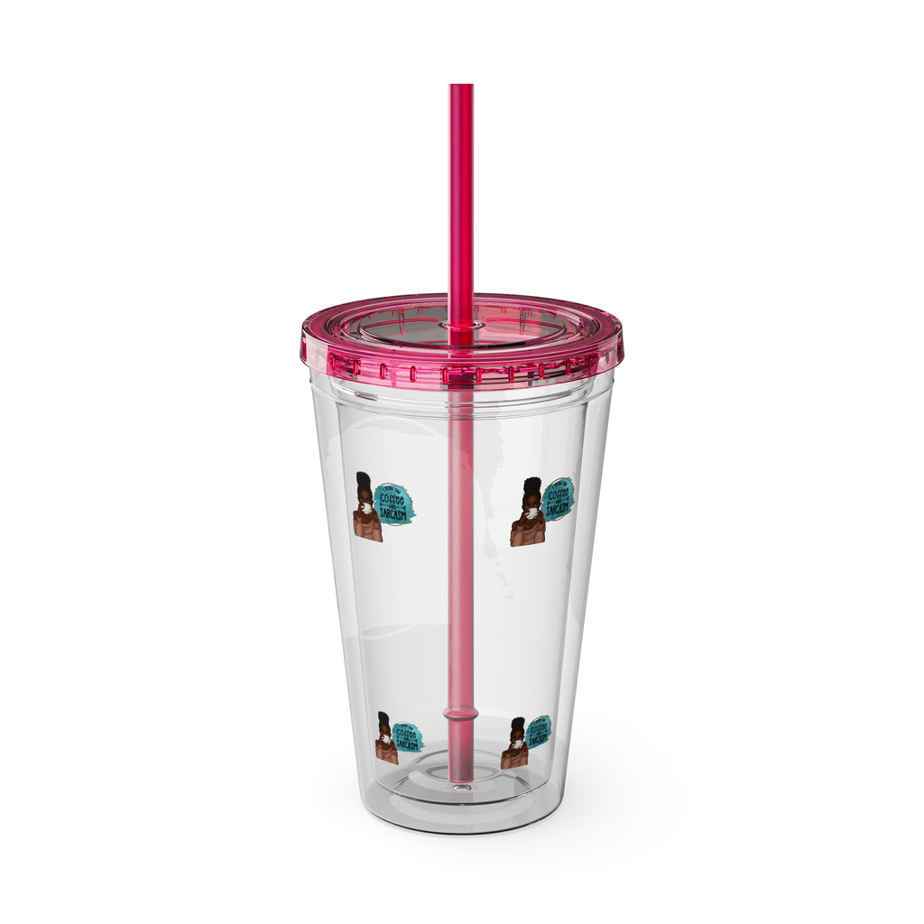 Melanin Magic I Run On Coffee and Sarcasm Sunsplash Tumbler 16oz