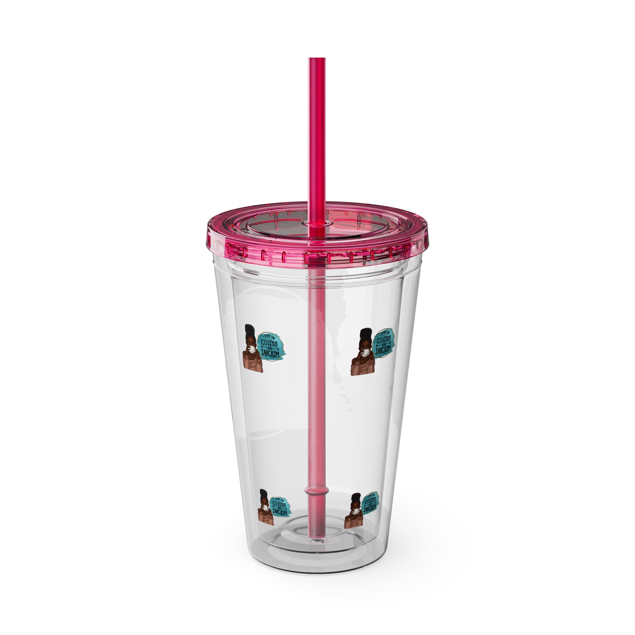 Melanin Magic I Run On Coffee and Sarcasm Sunsplash Tumbler 16oz