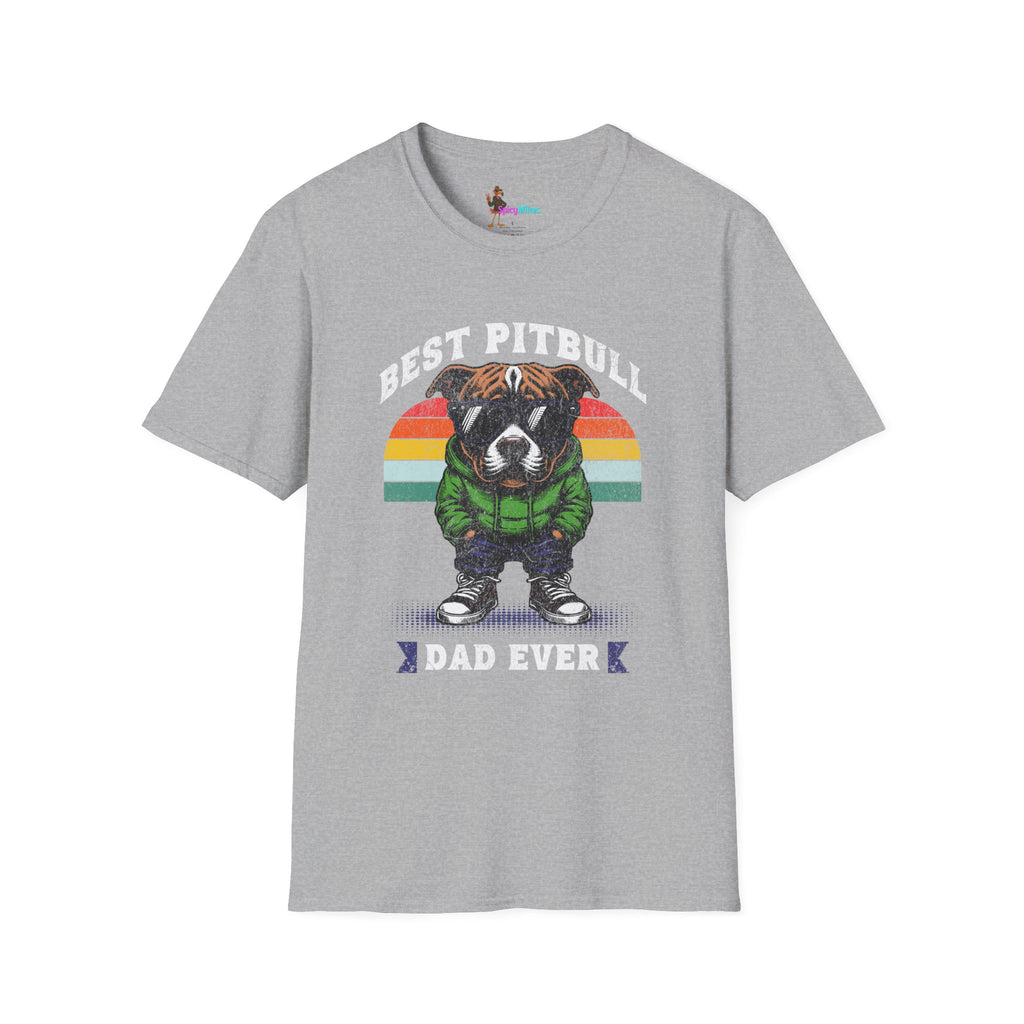 Best Pitbull Dad Ever T-Shirt — Vintage Rainbow Pit Bull Father’s Day Tee