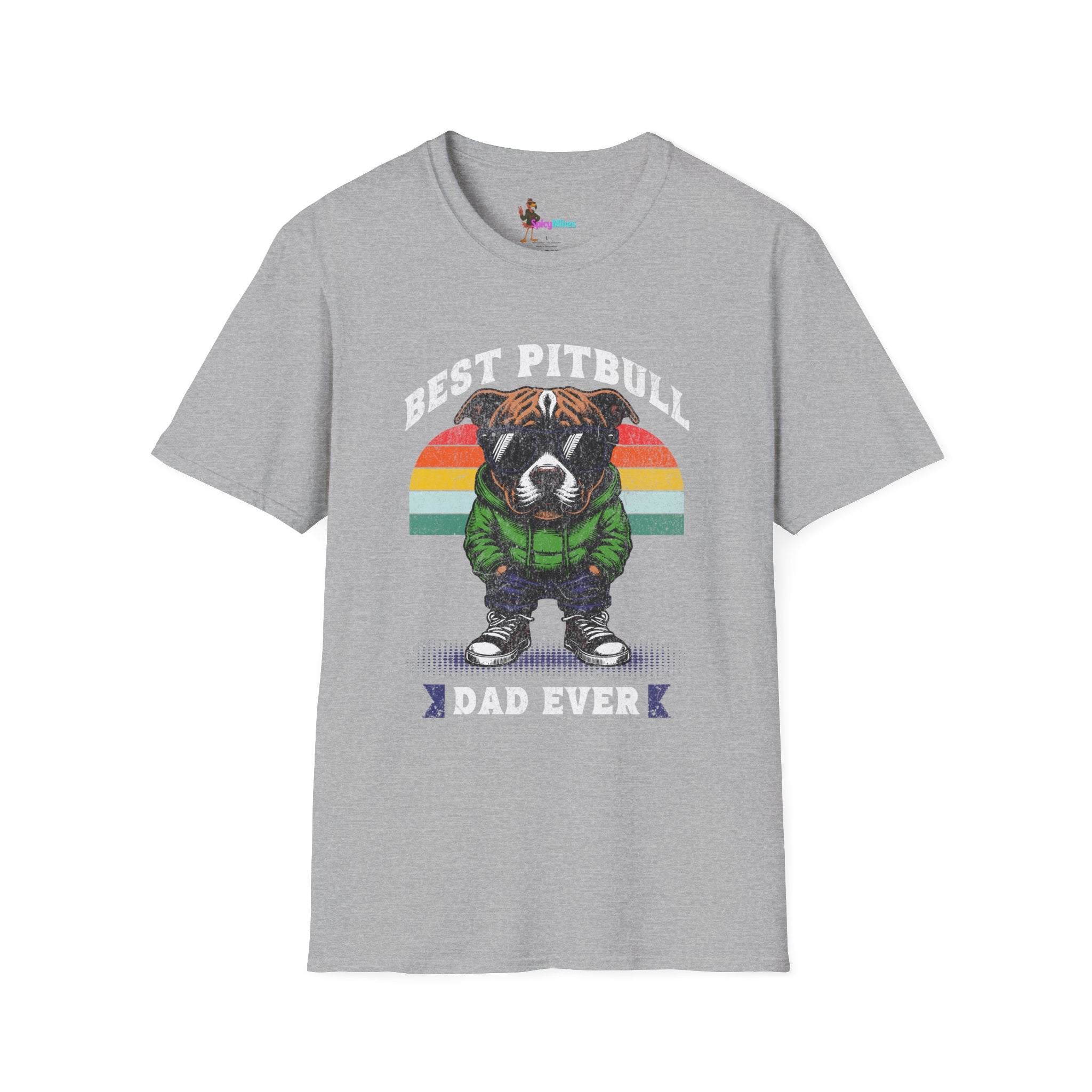 Best Pitbull Dad Ever T-Shirt — Vintage Rainbow Pit Bull Father’s Day Tee