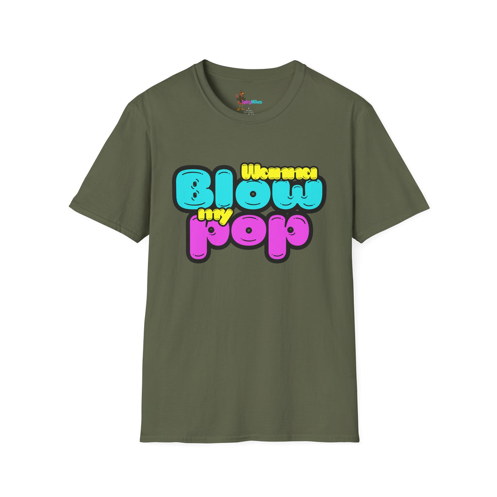 “Wanna Blow My Pop” Retro Bubble Text T-Shirt