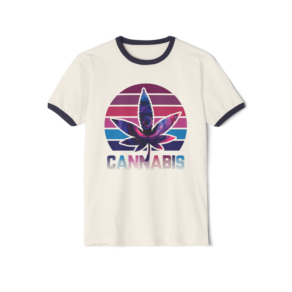 Cannabis Retro Leaf Ringer T-Shirt