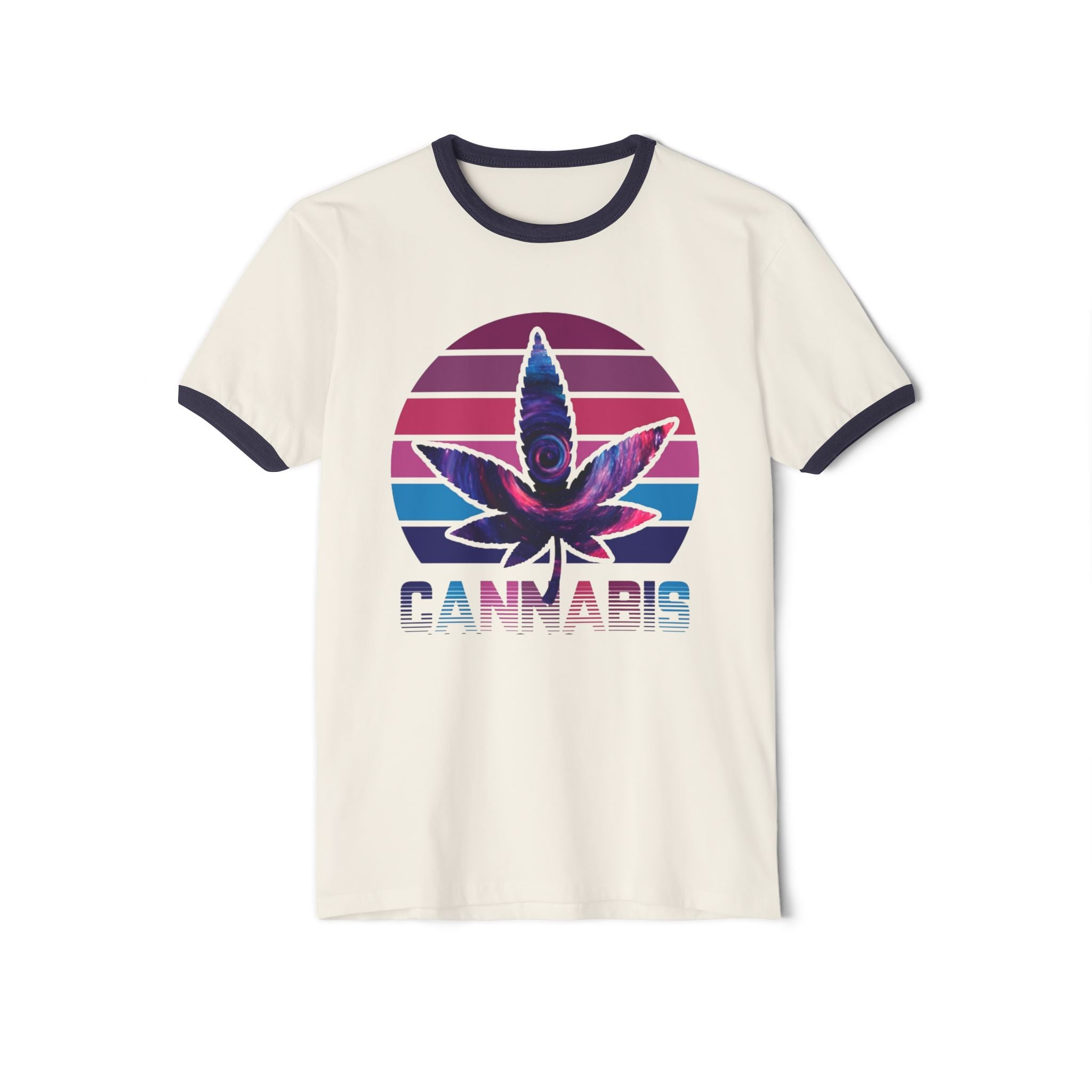 Cannabis Retro Leaf Ringer T-Shirt