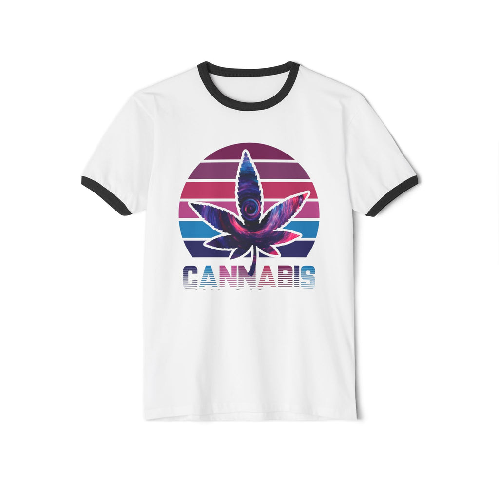 Cannabis Retro Leaf Ringer T-Shirt