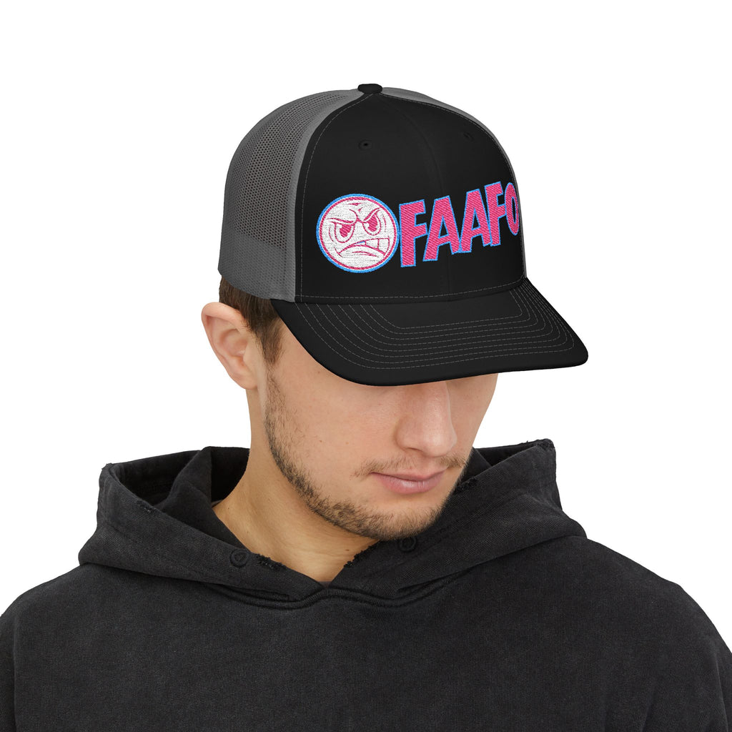 Mean Face FAAF0 Embroidered Snapback Trucker Cap