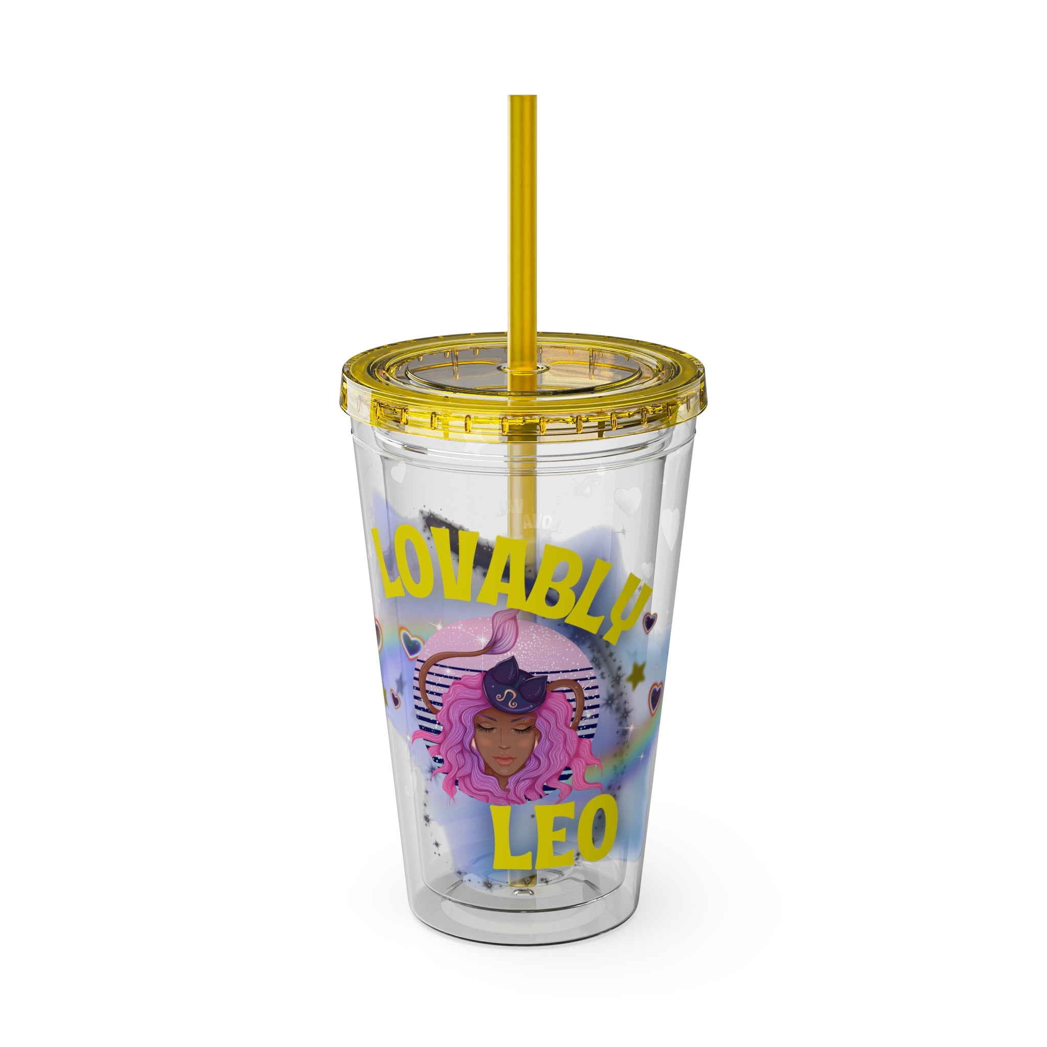 Lovably Leo Zodiac Sunsplash Tumbler with Straw 16oz