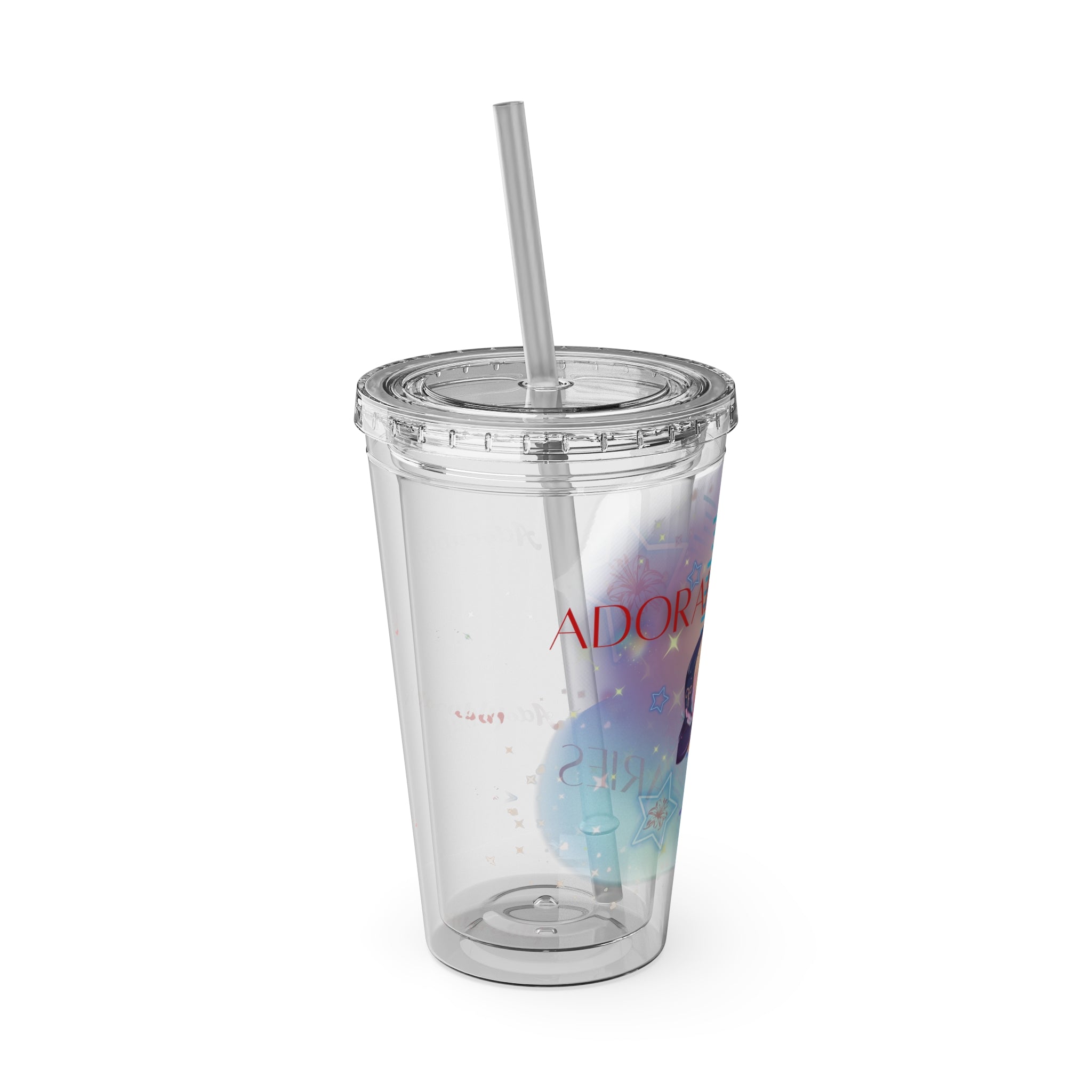 Adorably Aries Zodiac Sunsplash Tumbler with Straw, 16oz,